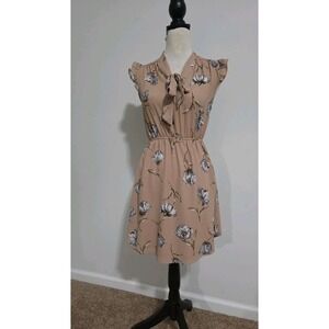 Women's Monteau Los Angeles V Neck Vintage Print Floral Dress‎ Size Small